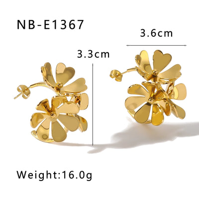 Jewelry Simple Style Classic Style Flower 304 Stainless Steel 18K Gold Plated Open Rings