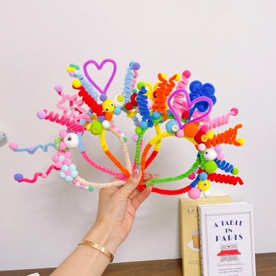 Children Unisex Cartoon Style Cute Heart Shape Flower Plush Handmade Hair Band