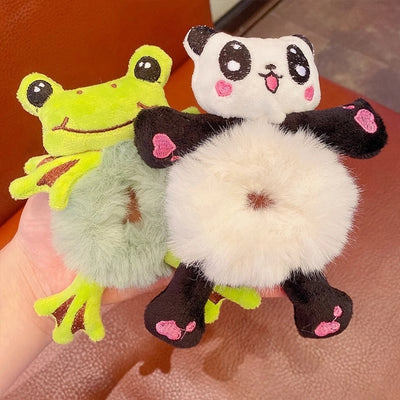 Cute cartoon plush bear hair band does not hurt hair headdress children's hair tie Korean style hair rope ball head rubber band