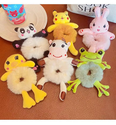 Cute cartoon plush bear hair band does not hurt hair headdress children's hair tie Korean style hair rope ball head rubber band