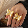 Jewelry Vacation Punk Sweet Butterfly 304 Stainless Steel Rhinestones 18K Gold Plated Inlay Rings