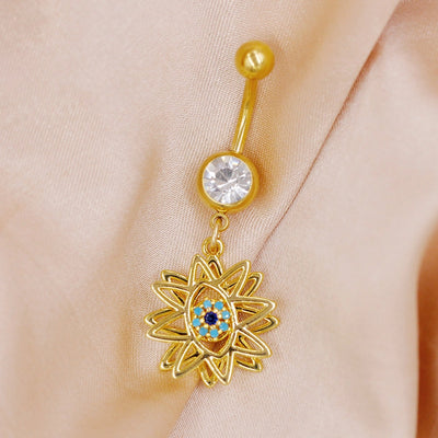 1 Piece Belly Rings Cute Sweet Star Moon Flower 316 Stainless Steel  Alloy Copper Inlay Rhinestones Pearl Gold Plated