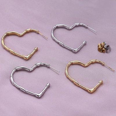 1 Pair Simple Style Classic Style Heart Shape Plating 304 Stainless Steel Ear Studs