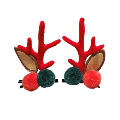 Christmas Cute IG Style Women's Antlers Plush Handmade Hair Clip