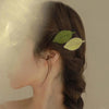 Embroidered leaves! Fresh hairpin! Exquisite bangs clip forehead high-grade Leaf side clip headdress broken hairpin