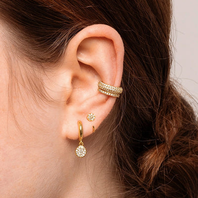 1 Pair IG Style Elegant Simple Style Geometric Copper Zircon 24K Gold Plated Drop Earrings Ear Cuffs Ear Studs