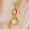 1 Piece Belly Rings Cute Sweet Star Moon Flower 316 Stainless Steel  Alloy Copper Inlay Rhinestones Pearl Gold Plated