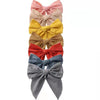 children's headdress solid color cotton linen bow girl hairpin