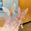 cute fashion sweet butterfly alloy metal artificial pearls hair clip