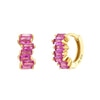 1 Pair Elegant Cute Shiny Geometric Copper Zircon 24K Gold Plated Hoop Earrings