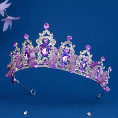 european and american bride wedding dress dress hair accessories light luxury natural gravel crown 18 adult ceremony purple rhinestone crown