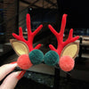 Christmas hairpin new plush Christmas flocking Elk Horn hairpin hair accessories children's holiday dress headdress