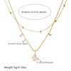 Jewelry Sweet IG Style Butterfly 304 Stainless Steel Shell Zircon Inlay Double Layer Necklaces