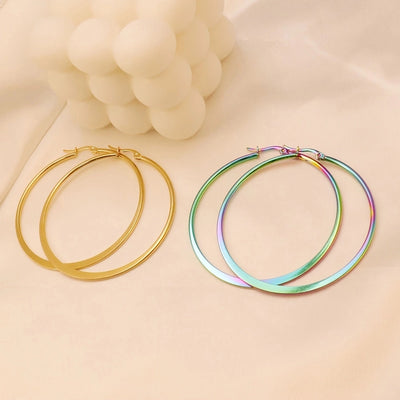 1 Pair Simple Style Round Plating 304 Stainless Steel 18K Gold Plated Earrings