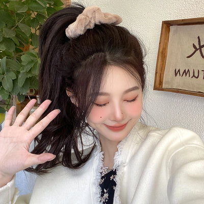 Milk Curry color Plush Hair ring  rubber band women's hair rope Korea high ponytail Net red autumn and winter New head rope