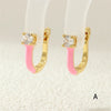 1 Pair Simple Style Classic Style Geometric Enamel Copper Zircon Earrings