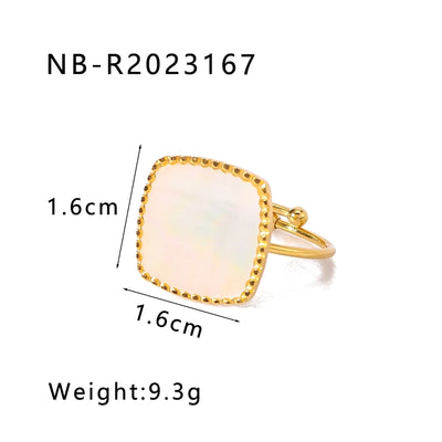 Jewelry Simple Style Commute Geometric 304 Stainless Steel Shell 18K Gold Plated Inlay Open Rings