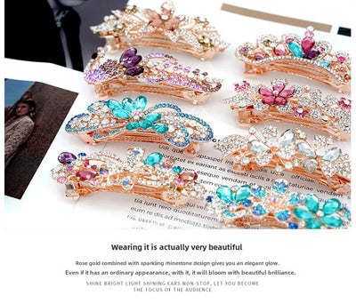 Rhinestone hairpin combination hot sale metal spring clip hair accessories ponytail clip hairpin antique headdress stall jewelry