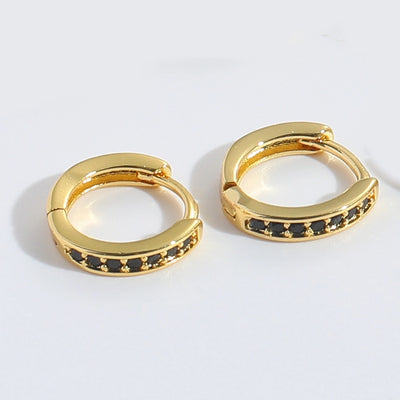 1 Pair Elegant Simple Style Commute Geometric Copper Zircon 14K Gold Plated Earrings