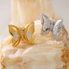 Jewelry Vacation Punk Sweet Butterfly 304 Stainless Steel Rhinestones 18K Gold Plated Inlay Rings