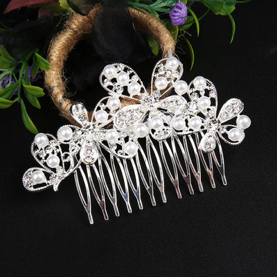 Alloy white rhinestone hair comb clip International station Hot Pearl Flower  bridal headdress hair accessories bridal accessories