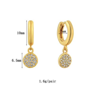 1 Pair IG Style Elegant Simple Style Geometric Copper Zircon 24K Gold Plated Drop Earrings Ear Cuffs Ear Studs