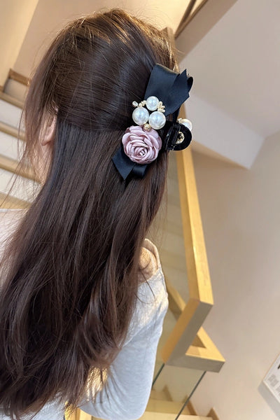 South Korea Dongdaemun elegant Chanel style flower clip female hairpin high-end headdress back head updo large hair grip