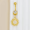 1 Piece Belly Rings Cute Sweet Star Moon Flower 316 Stainless Steel  Alloy Copper Inlay Rhinestones Pearl Gold Plated