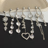 1 Piece 1 Set Belly Rings Simple Style Shiny Heart Shape 304 Stainless Steel Belly Rings