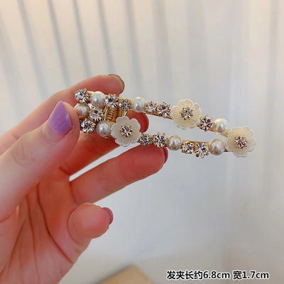 Factory source supply goods grab clip White Crystal Pearl hair clip side clip  antique Hanfu headdress women's grab clip