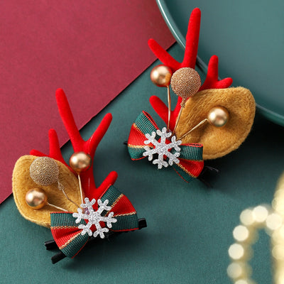 Christmas Elegant Cute Funny Women's Bunny Ears Sika Deer Elk Synthetic Resin Alloy Hair Clip Party Headpieces