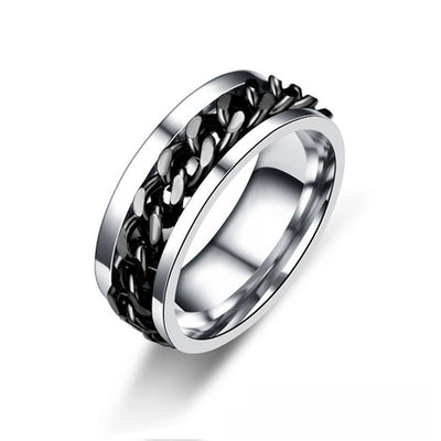 rotating ring chain finger ring titanium steel  chain ring men's and women's rotating stainless steel open beer