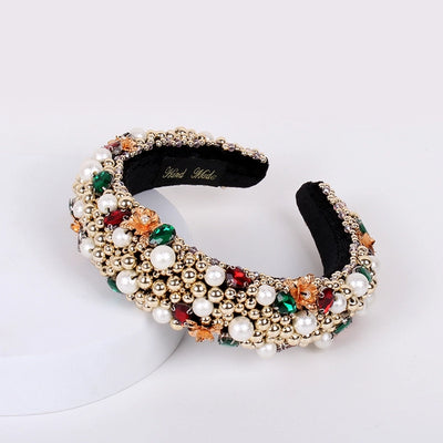 baroque style u shape sponge inlay rhinestones pearl hair band 1 piece