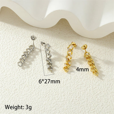 1 Pair Streetwear Commute chain Inlay Copper Zircon 18K Gold Plated Drop Earrings