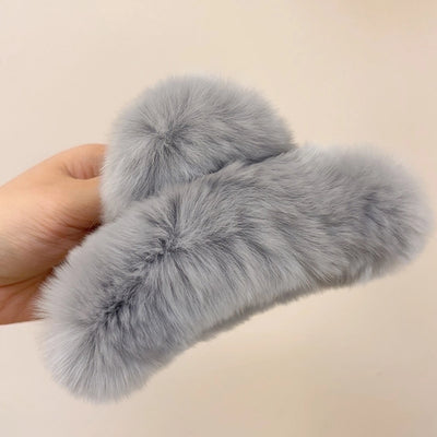 women's simple style solid color plush hair claws