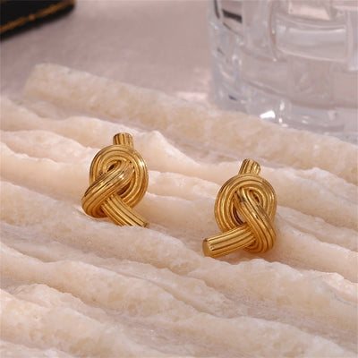 1 Pair Simple Style Knot 304 Stainless Steel 18K Gold Plated Ear Studs