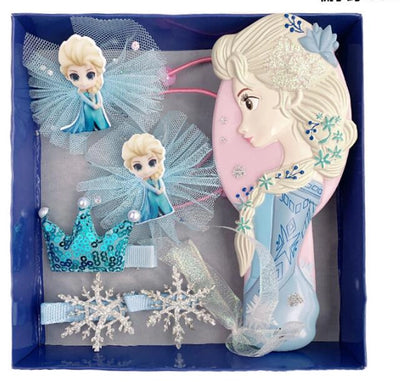 Children's hair accessories bow hairpin Princess Elsa headdress children's hairpin frozen comb suit gift box