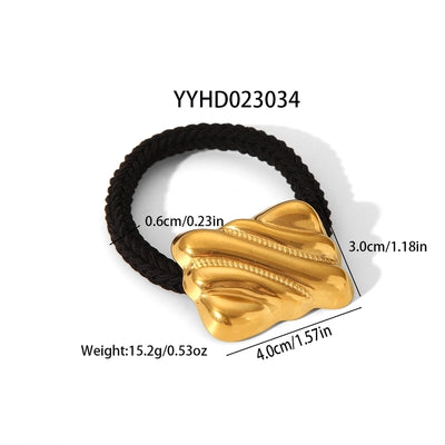 Women's IG Style Hip-Hop Simple Style Rectangle 304 Stainless Steel Elastic Band Polishing Plating Hair Tie