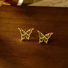 1 Pair Elegant Hip-Hop Retro Water Droplets Butterfly 304 Stainless Steel 18K Gold Plated White Gold Plated Ear Studs