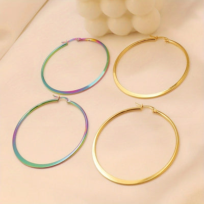 1 Pair Simple Style Round Plating 304 Stainless Steel 18K Gold Plated Earrings