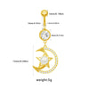 1 Piece Belly Rings Cute Sweet Star Moon Flower 316 Stainless Steel  Alloy Copper Inlay Rhinestones Pearl Gold Plated