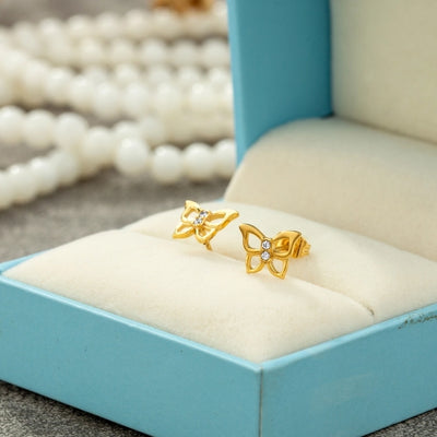 1 Piece Elegant Simple Style Classic Style Butterfly Inlay 304 Stainless Steel Zircon Gold Plated Ear Studs