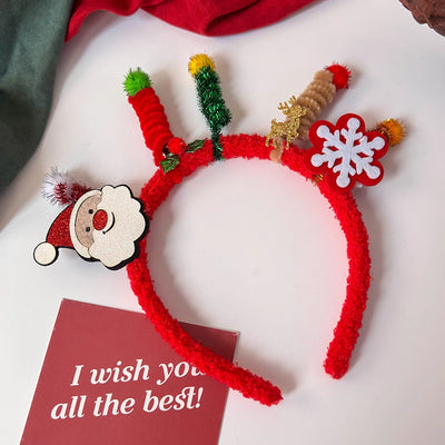 Christmas IG Style Cute Women's Christmas Tree Santa Claus Plush Hair Band