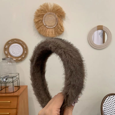 Autumn and Winter Essential New Mink-like Solid Color Classic Multi-Color Headdress Hair Hoop Hairpin Sweet Hairband Female Complex Fashion