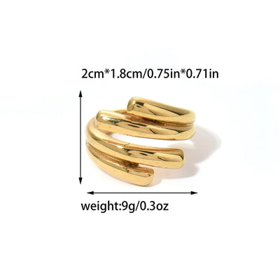 Jewelry Simple Style Roman Style Commute Lines 304 Stainless Steel 14K Gold Plated Plating Hollow Out Rings