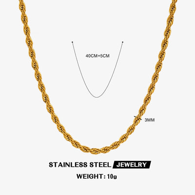 Jewelry Simple Style chain Twist 304 Stainless Steel 18K Gold Plated Plating Necklace