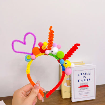 Children Unisex Cartoon Style Cute Heart Shape Flower Plush Handmade Hair Band