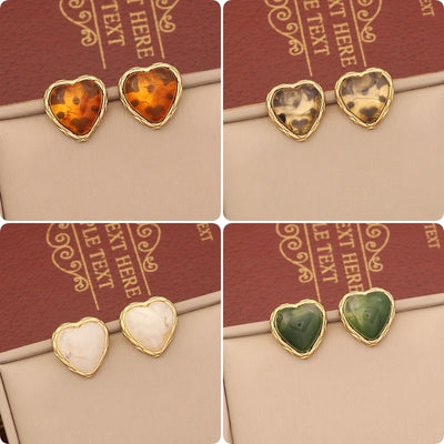 1 Pair Simple Style Commute Heart Shape Inlay 304 Stainless Steel Gem 18K Gold Plated Ear Studs