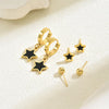 1 Set French Style Classic Style Star Inlay 201 Stainless Steel Shell Drop Earrings Ear Studs