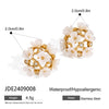 1 Pair Simple Style Classic Style Flower Inlay 304 Stainless Steel Imitation Shell Rhinestones Stainless Steel Earrings